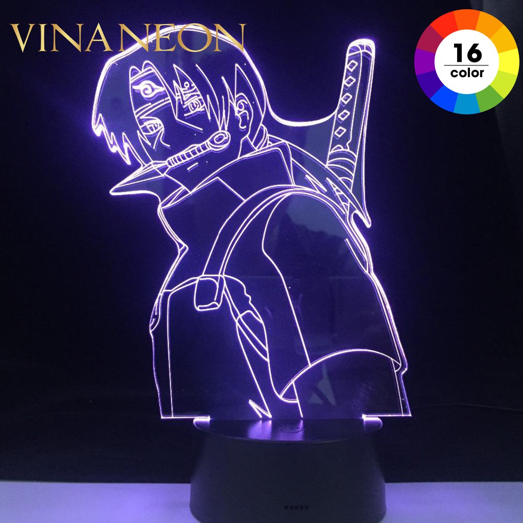 Đèn ngủ 3D, đèn trang trí 16 màu mô hình Itachi độc đáo làm quà tặng có remote điều khiển, đèn led Vinaneon