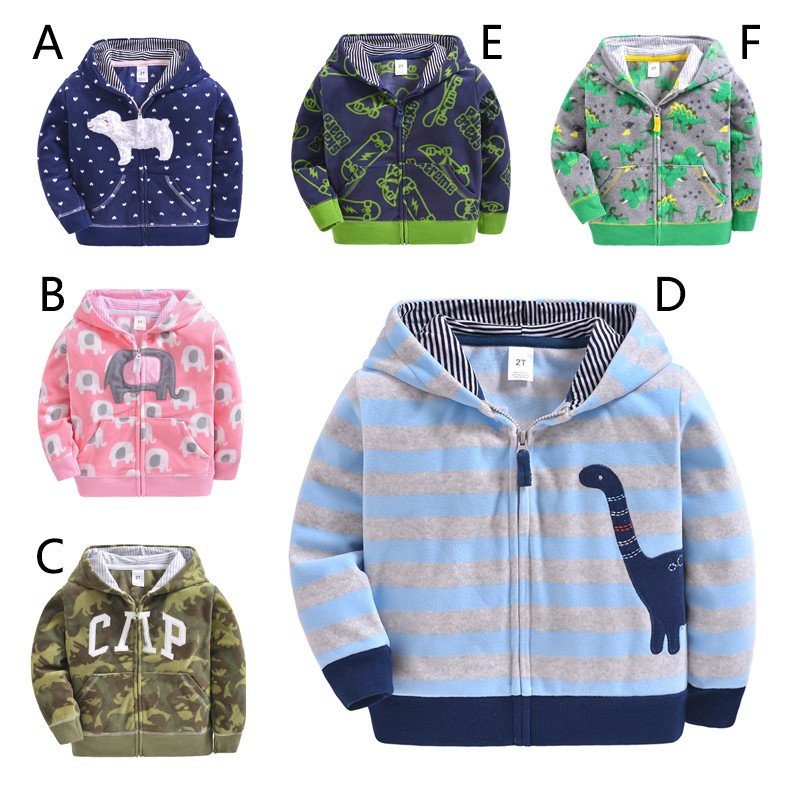 Áo khoác tay dài có nón họa tiết đáng yêu cho bé