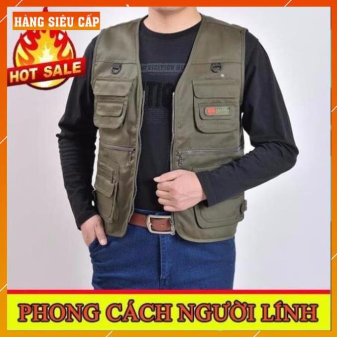 nam bigsize [FreeShip – Giảm 30k] Áo gile Nam - Áo ghi lê Lính Mỹ Vest Nam Nhiều Túi