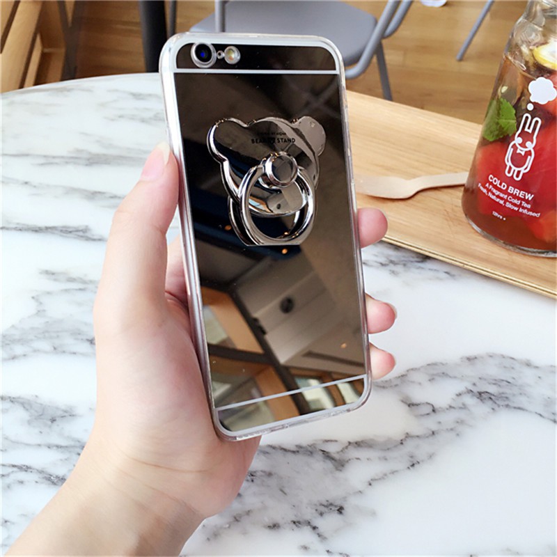 Huawei Mate 8 9 10 Mate 9Pro 10Pro  điện thoại tráng gương có khuyên tròn hình gấu cho