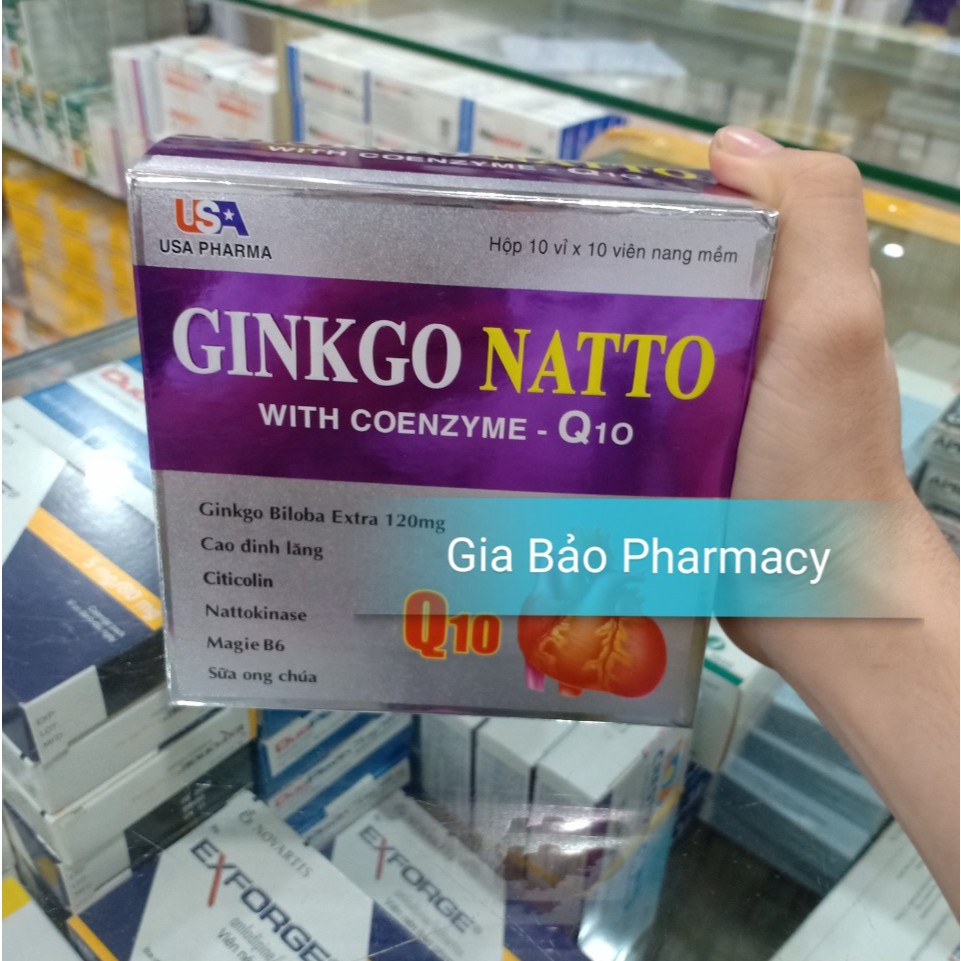 Viên uống GINKGO NATTO Q10 TÍM hộp 100 viên giúp cải thiện trí nhớ