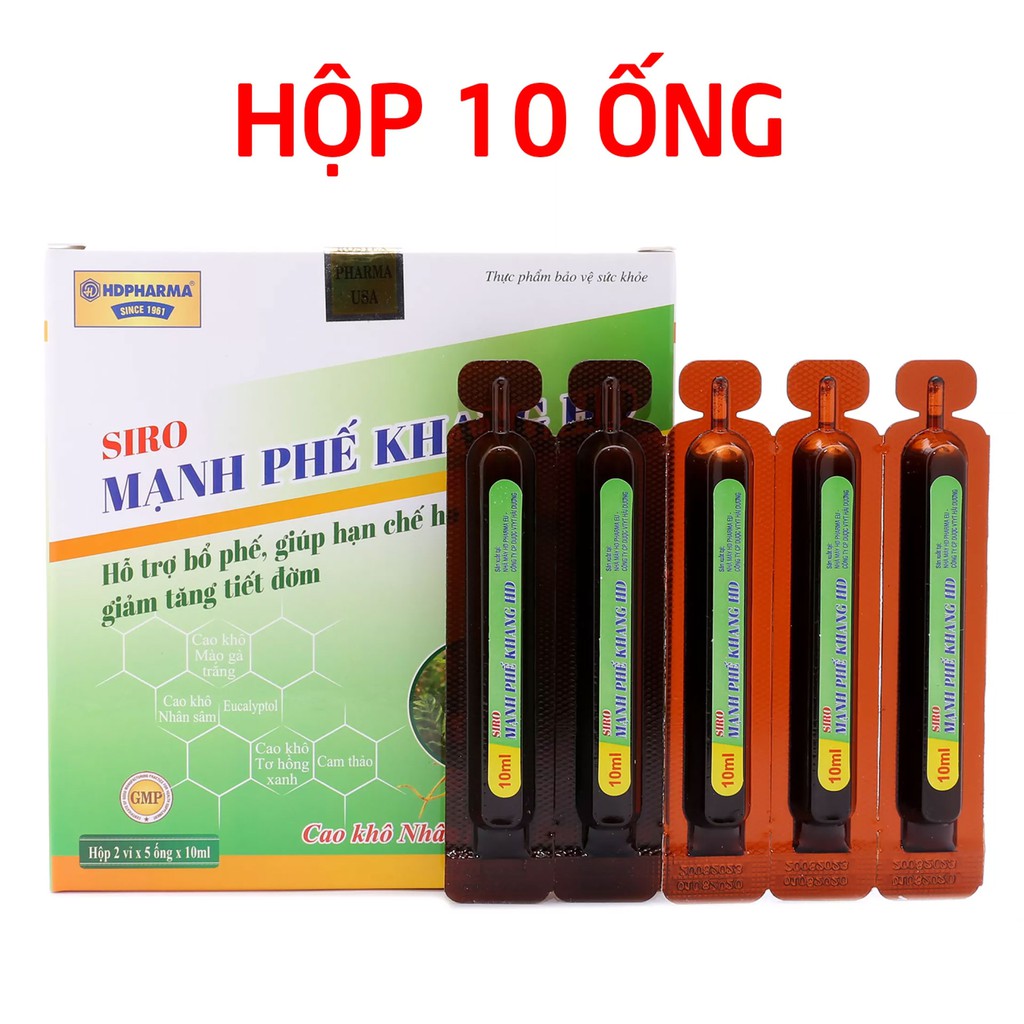 Siro ho MẠNH PHẾ KHANG gúp bổ phế, giảm tăng tiết đờm, giảm ho Hộp 10 ống