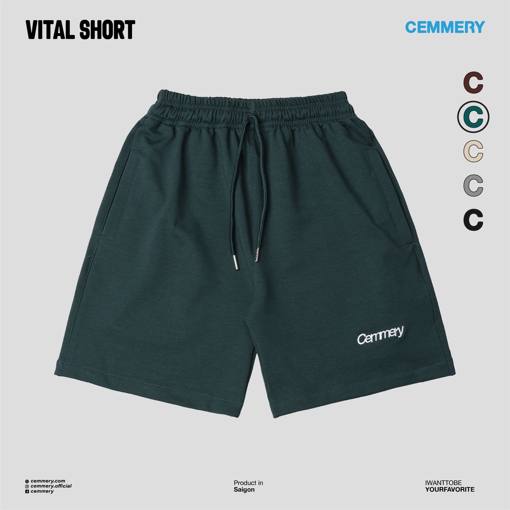 Quần Short Cemmery LocalBrand VITAL SHORT 5 Color, quần thun Unisex nỉ