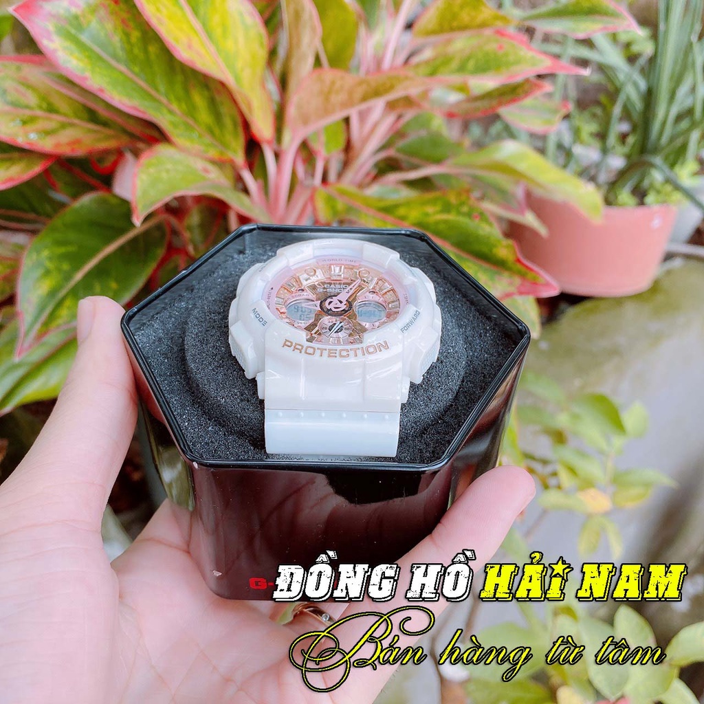 Đồng hồ nữ G-Shock.GA120.[Hải Nam] Màu Trắng Hồng,Mặt 46mm,dây cao su thể thao nam nữ cá tính