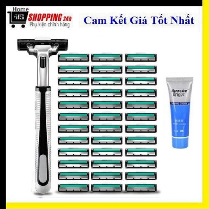 Sét Dao Cạo Râu 36 Lưỡi Kép Thay Thế Kèm Kem Cạo, Sắc Bén, Không Đau Rát