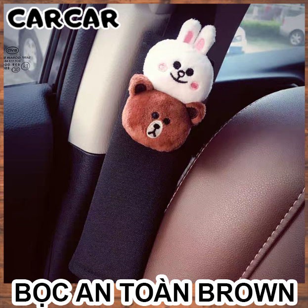 Bọc an toàn ô tô gắn hoạ tiết gấu Brown dễ thương