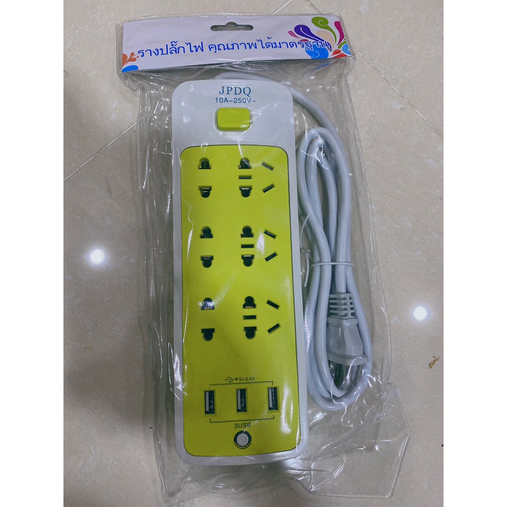 Ổ Điện Xanh Đa Năng 6 Ổ Cấm,3 Cổng USB