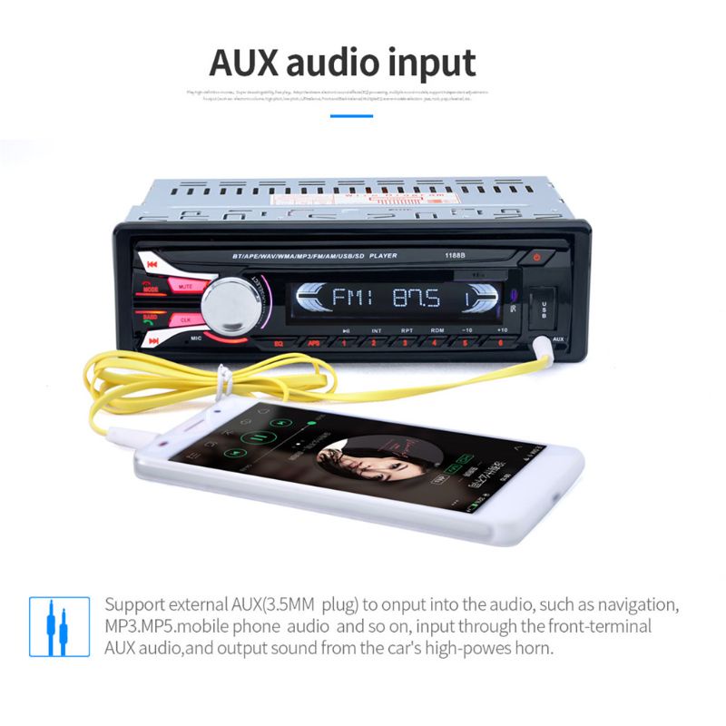 Radio FM MP3-Audio Cổng USB-SD Âm Thanh Nổi 12V-SD 1 DIN Tự Động Kết Nối Bluetooth Cho Xe Hơi