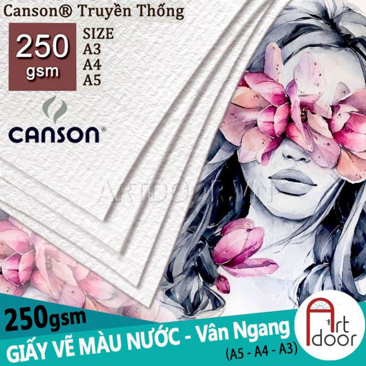 [G08] [ARTDOOR] Giấy vẽ màu nước Canson TRUYỀN THỐNG 250gsm(Vân Ngang, Dày) S024