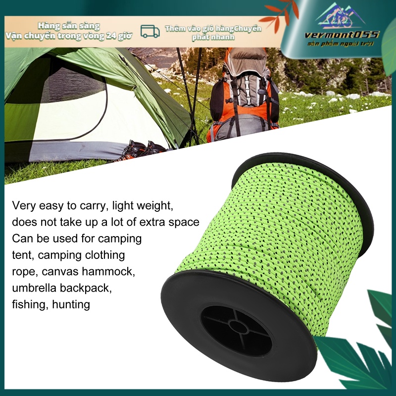 Có thể bán buôn Dây cắm trại Lều huỳnh quang phản cho ngoài trời đi bộ đường dài 50m / 164ft Vermont055 Hàng giao ngay