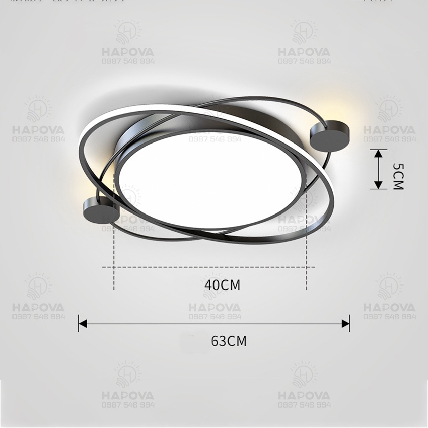 Đèn ốp trần phòng khách 3 chế độ ánh sáng HAPOVA PESER 1014 + Tặng kèm khiển