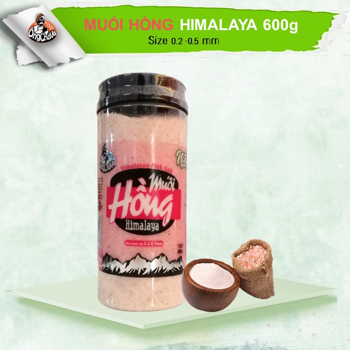 Muối hồng Himalaya 600gram Ông Chà Và (Hạt nhỏ 0.2 - 0.5mm)-Dạng hũ-Himalayan Pink Salt