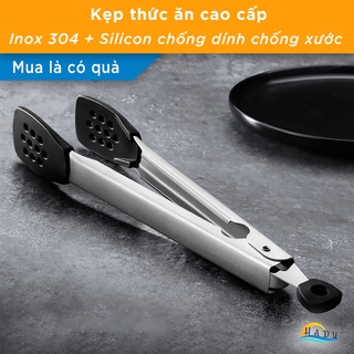 Kẹp Gắp Thức Ăn Silicone Inox 304 Cao Cấp Đạt Tiêu Chuẩn LFGB Đức Mở Rộng Linh Hoạt HADU