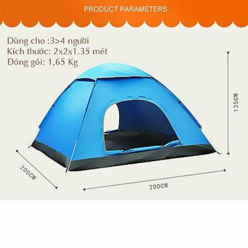 Lều cắm trại tự bung, lều du lịch cho 2-6 người chống mưa chống muỗi gấp gọn tiện lợi, phụ kiện dã ngoại picnic 1,5x2m