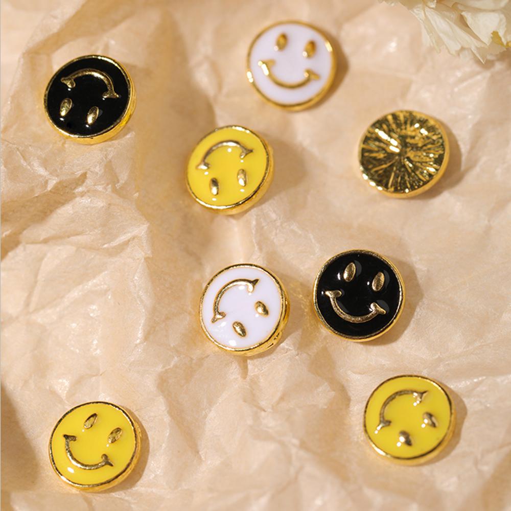 OCEANMAP Phụ Kiện Trang Trí Móng Tay Hình Mặt Cười Hoạt Hình Bằng Kim Loại DIY