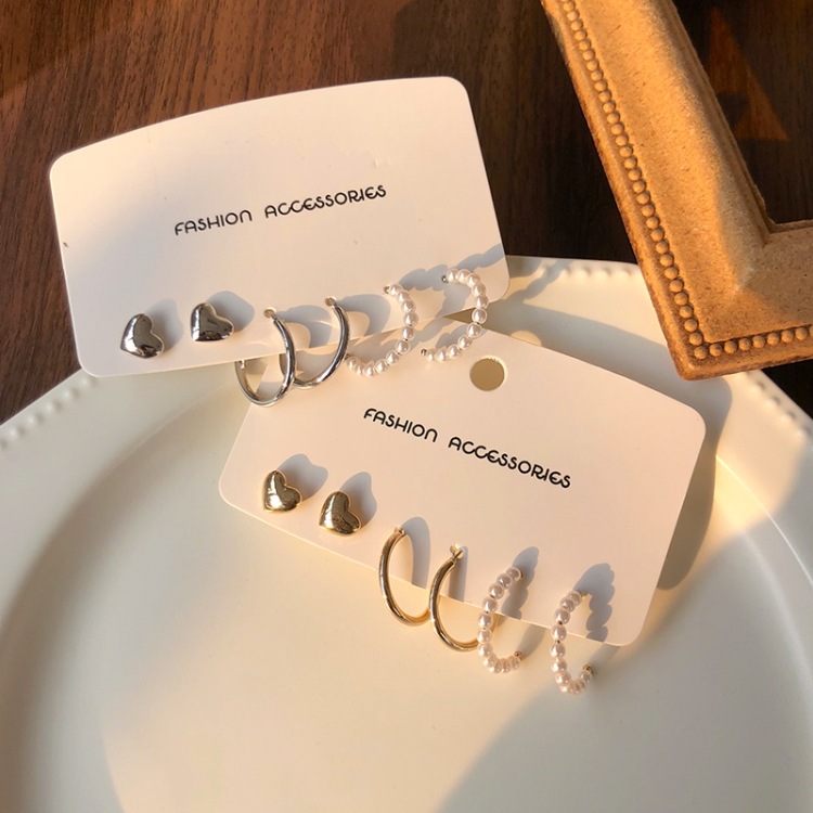 Set 6 bông tai bằng hợp kim phong cách Hàn Quốc thời trang cho nữ