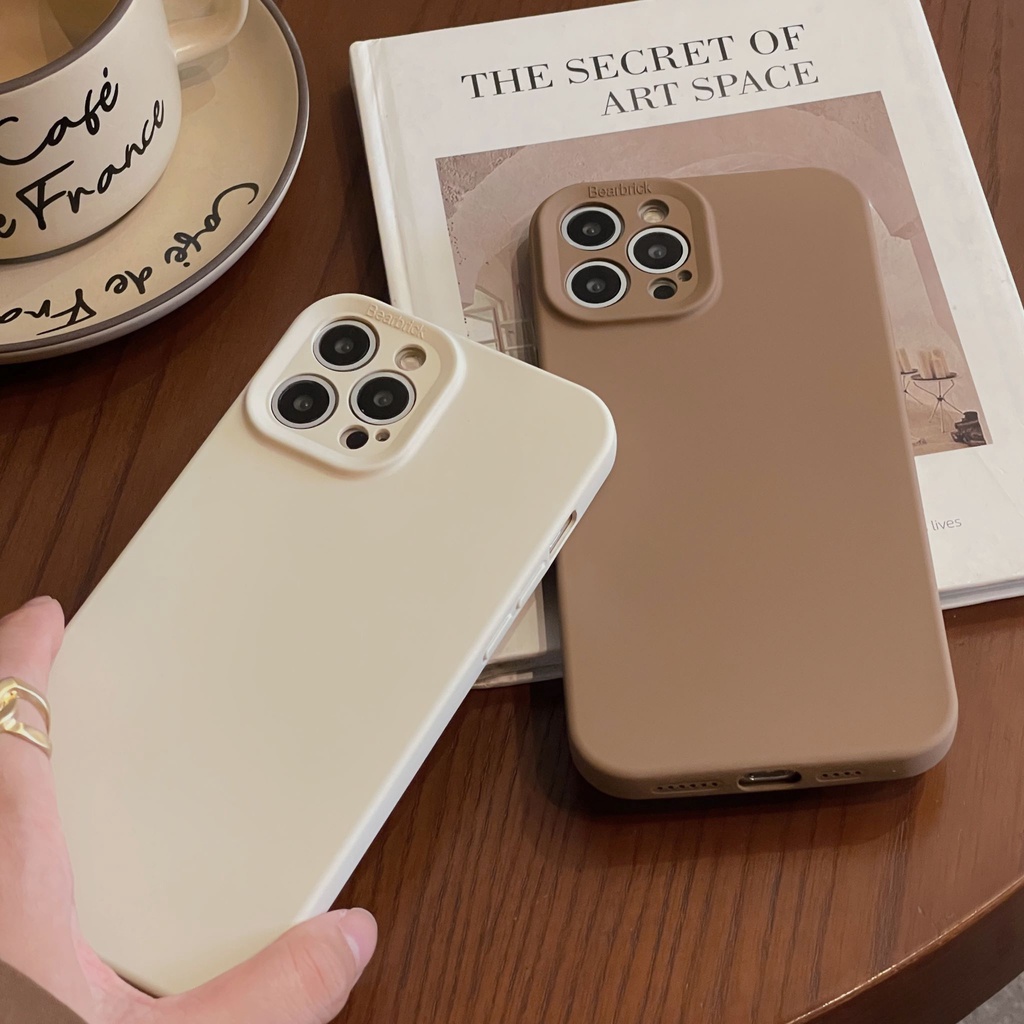 Ốp Điện Thoại Màu Khaki Xám Bảo Vệ Toàn Diện Chống Sốc Kiểu Dáng Đơn Giản Hợp Thời Trang
