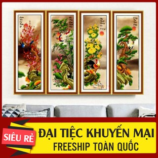 [Rẻ bất ngờ] Tranh thêu TÙNG CÚC TRÚC MAI 223046