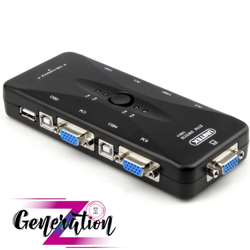 [Mã 254ELSALE giảm 7% đơn 300K] Bộ chuyển đổi KVM VGA USB 4 vào 1 ra Unitek U-8710ABK