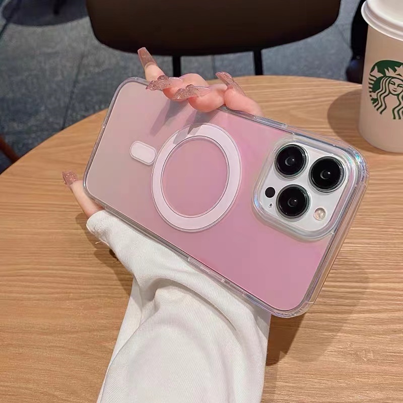 Ốp Điện Thoại TPU Acrylic Trong Suốt Chống Sốc Từ Tính Sang Trọng Cho iPhone 14 13 12 11 Pro Max