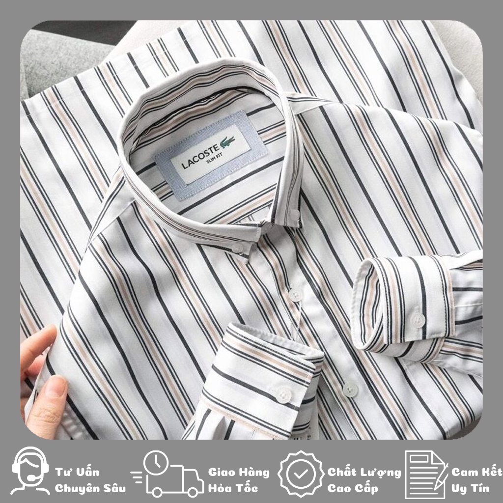 Áo Sơ Mi Nam Dài Tay LCST Kẻ Sọc 2 Chất Liệu Cotton Kiểu Dáng Slimfit