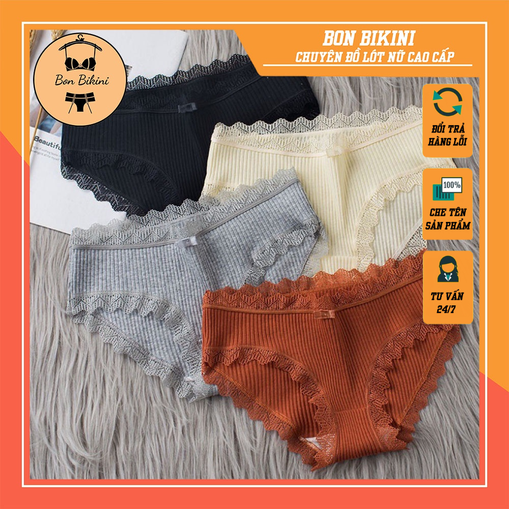 Quần Lót Nữ Cotton viền ren gân tăm kháng khuẩn hoạ tiết viền ren sexy điệu đà Mẫu 1735