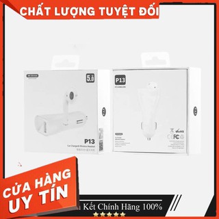 Chính hãng tai nghe bluetooth kiêm tẩu sạc xe hơi remax wk-p13 - hàng chính hãng