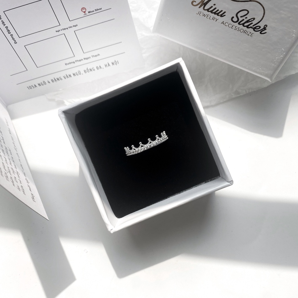 Nhẫn bạc nữ Miuu Silver vương miện đính đá Tiara Ring
