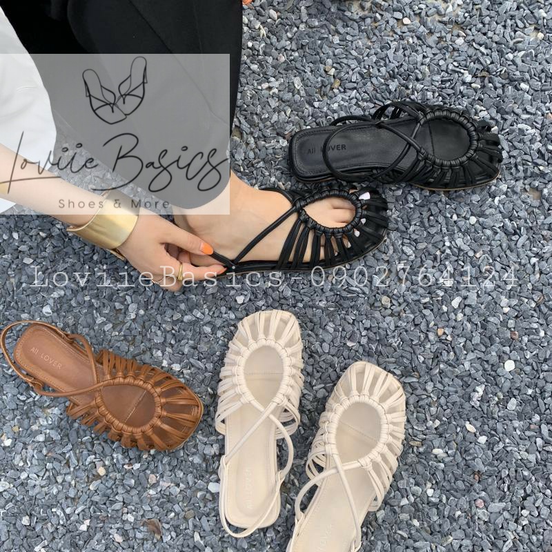 SANDAL RỌ LOVIIE BASICS - GIÀY QUAI HẬU NỮ ĐẾ BỆT 1CM - DÉP NỮ MŨI TRÒN THỜI TRANG S210707