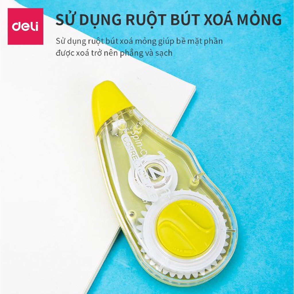 Bút xóa băng cao cấp Deli dài 12m - 1 chiếc - khô nhanh - Băng xóa kéo văn phòng phẩm cute - MIYABI STORE