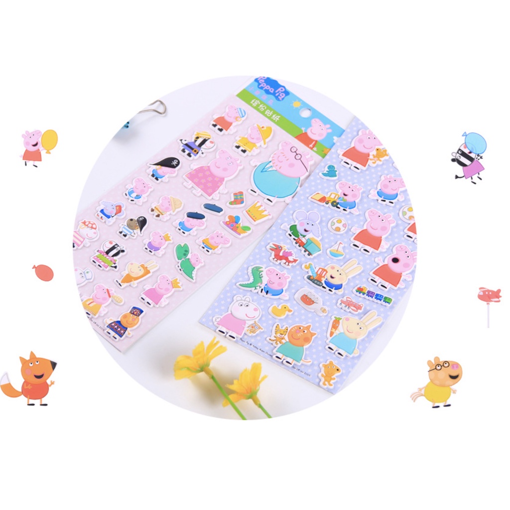 Sticker 3D chống thấm HEO PEPPA dán cho bé đồ chơi dán giải trí vui vẻ