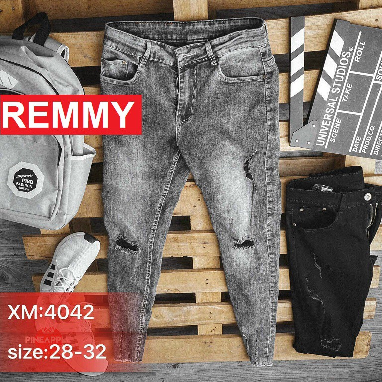 QUẦN JEAN NAM XÁM RÁCH CHẤT BÒ CAO CẤP TRẺ TRUNG VS4042 REMMYSHOP