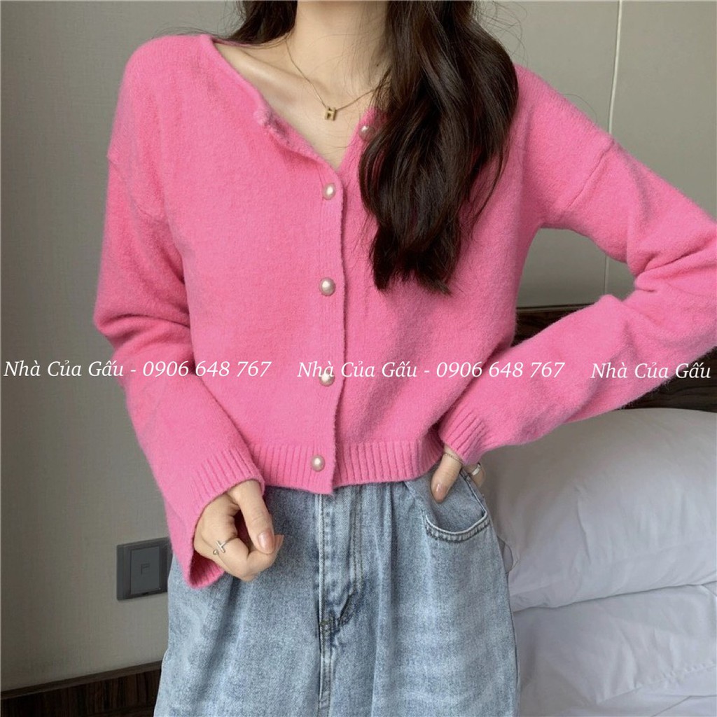 Áo khoác cardigan len cổ tròn, cúc tròn đẹp quên lối về nè