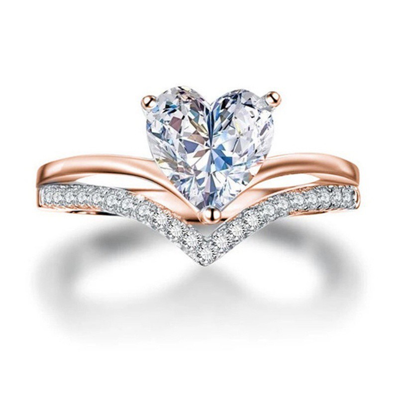 Exquisite Heart Ring Elegant Engagement Jewelry Wedding Fashion Accessory Diamond Gift