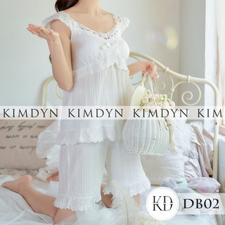 Đồ bộ mặc nhà đầm ngủ tiểu thư cotton có mút ngực KimDyn [KDDB02]