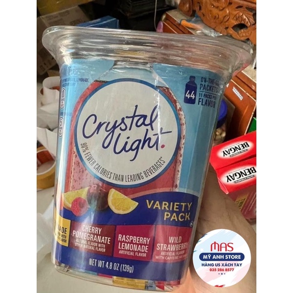 BỘT PHA NƯỚC TRÁI CÂY KHÔNG ĐƯỜNG CRYSTAL LIGHT - CHO CẢ NGƯỜI ĂN KIÊNG, KETO, TIỂU ĐƯỜNG