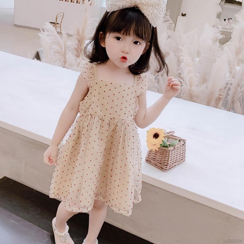 Đầm công chúa họa tiết chấm bi đáng yêu cho bé gái 3-8 tuổi