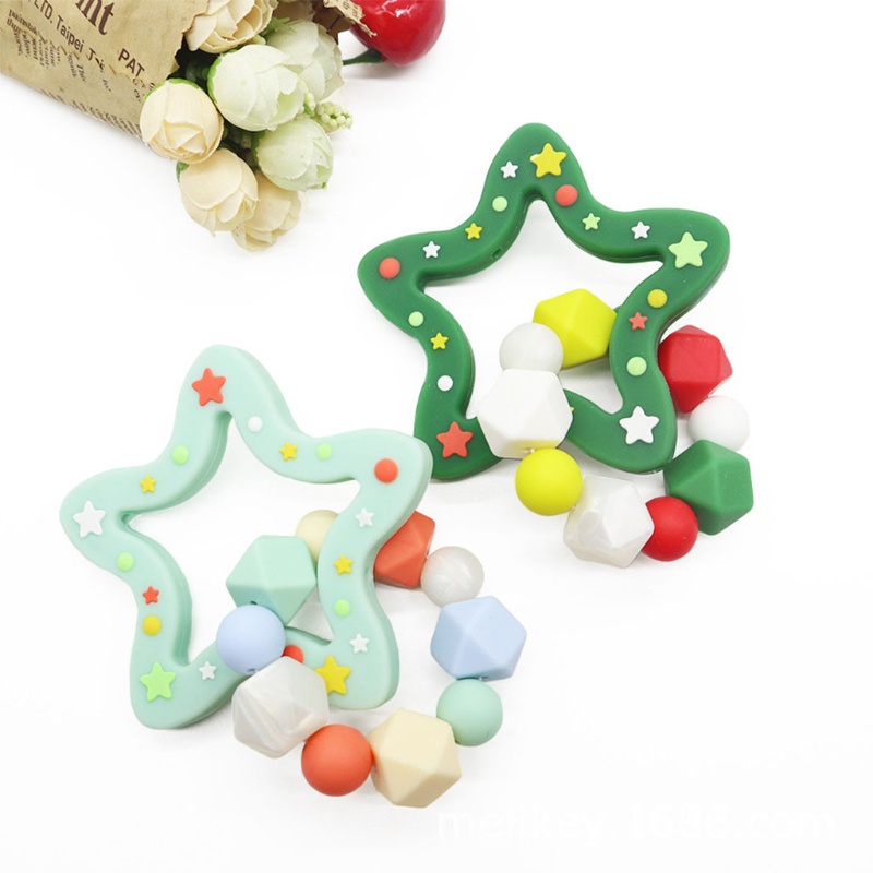 Vòng Tay Đồ Chơi Ngậm Mọc Răng Bằng Silicone Cấp Thực Phẩm Hình Ngôi Sao Năm Cánh Dành Cho Bé