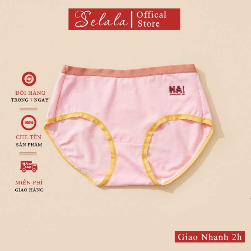 Quần Lót Nữ Selala Cotton Co Giãn Thông Thoáng Kháng Khuẩn Phối Viền QC35