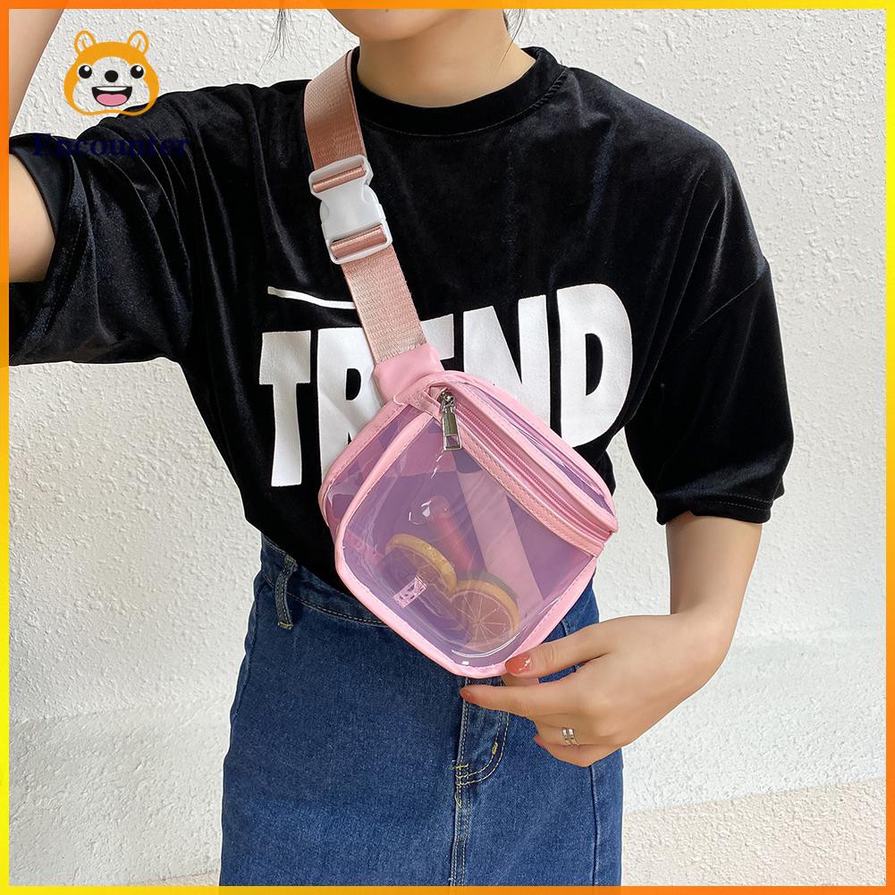 ○Encounter○ Chest Waist Belt Bag Women PVC Transparent Fanny Packs Sport Phone Pouch☆