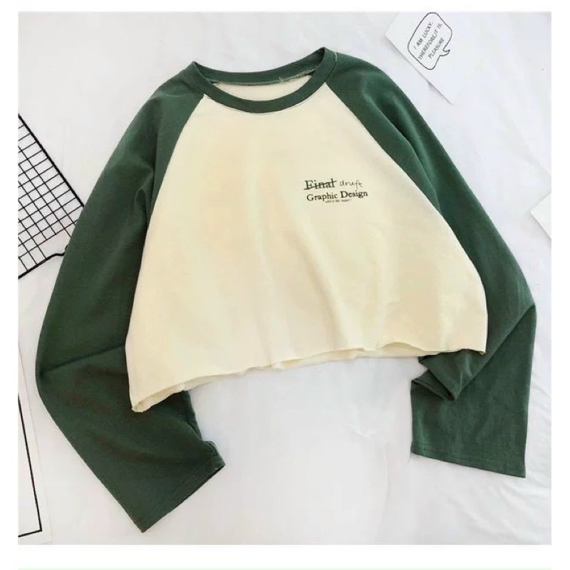 ÁO CROPTOP FOM RỘNG TAY DÀI | Áo vintage tay dài raglan By bear.story