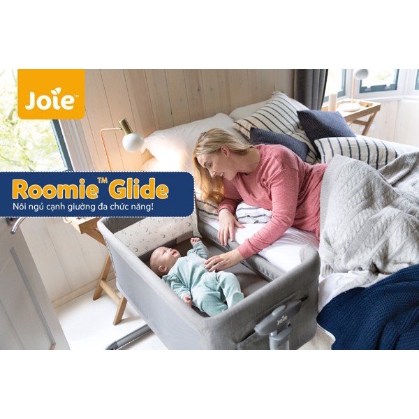 [Mã MKBC13 giảm 80k đơn 1 triệu] Nôi ngủ cạnh giường Joie Roomie Glide Foggy Gray
