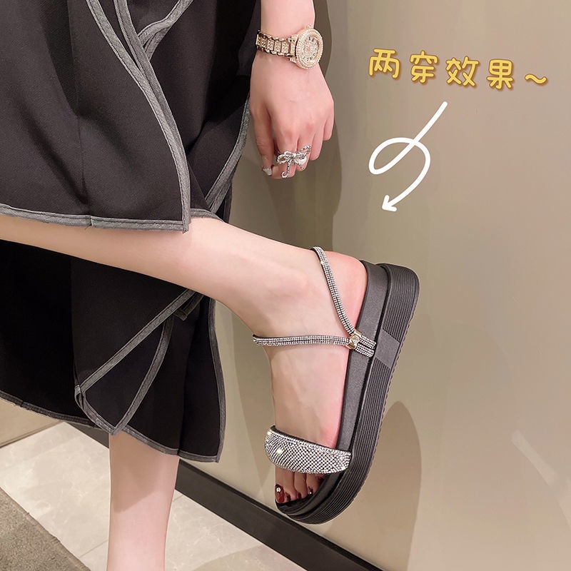 Dép Sandal Đế Dày Đính Đá Dễ Phối Đồ Thời Trang Mới