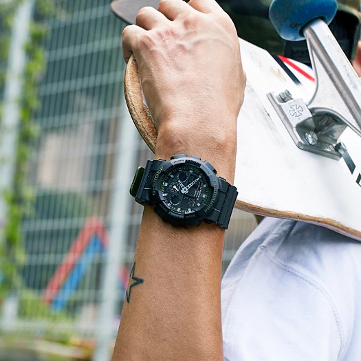 Đồng hồ Nam G-Shock Casio dây nhựa kim-điện tử GA-100L-1ADR - Chính hãng Casio Anh Khuê