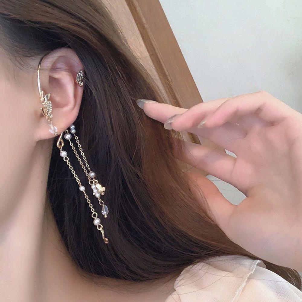 Khuyên Tai Dạng Kẹp Phối Tua Rua Dài Phong Cách Vintage Dành Cho Nữ