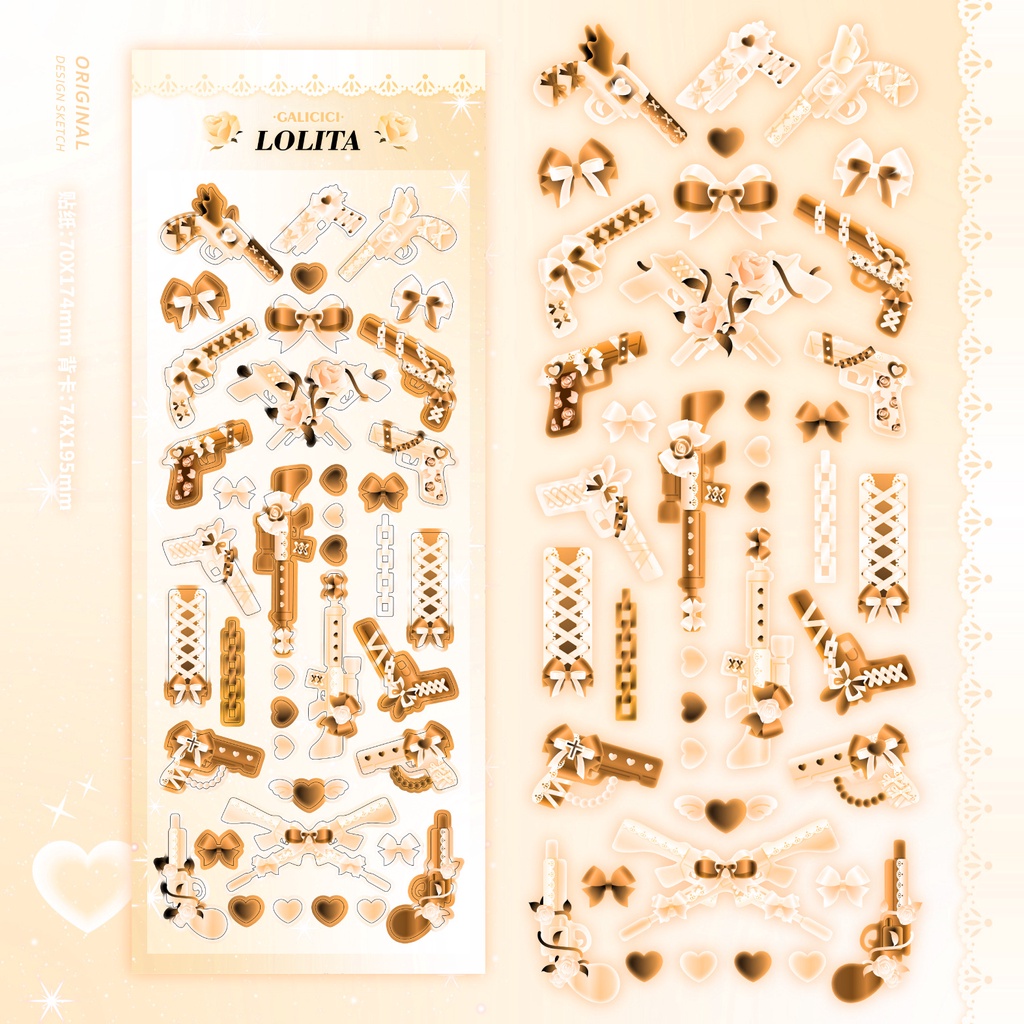 Peach 1Pcs Color pistol sticker Journal Scrapbook Decor Sticker