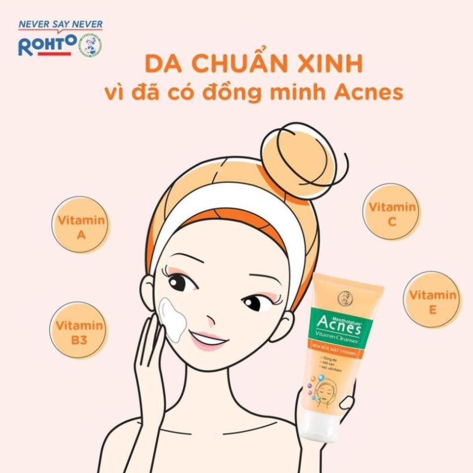 Kem Rửa Mặt Sáng Da, Mờ Sẹo Và Vết Thâm Vitamin Acnes Vitamin Cleanser 100g (Vàng)