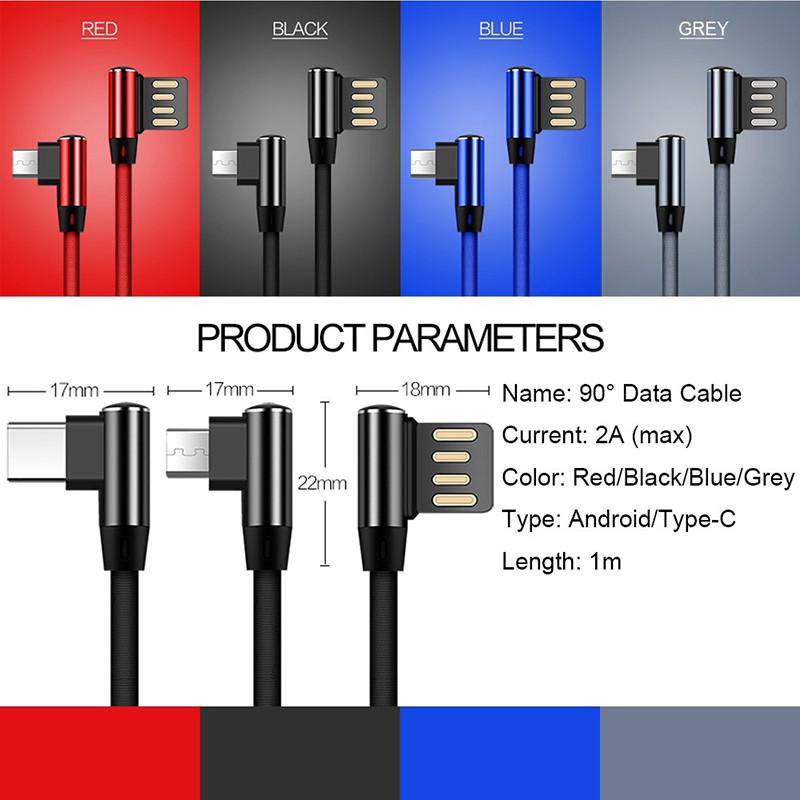 Dây cáp sạc nhanh hình chữ L dành cho iPhone Android Type-C Micro