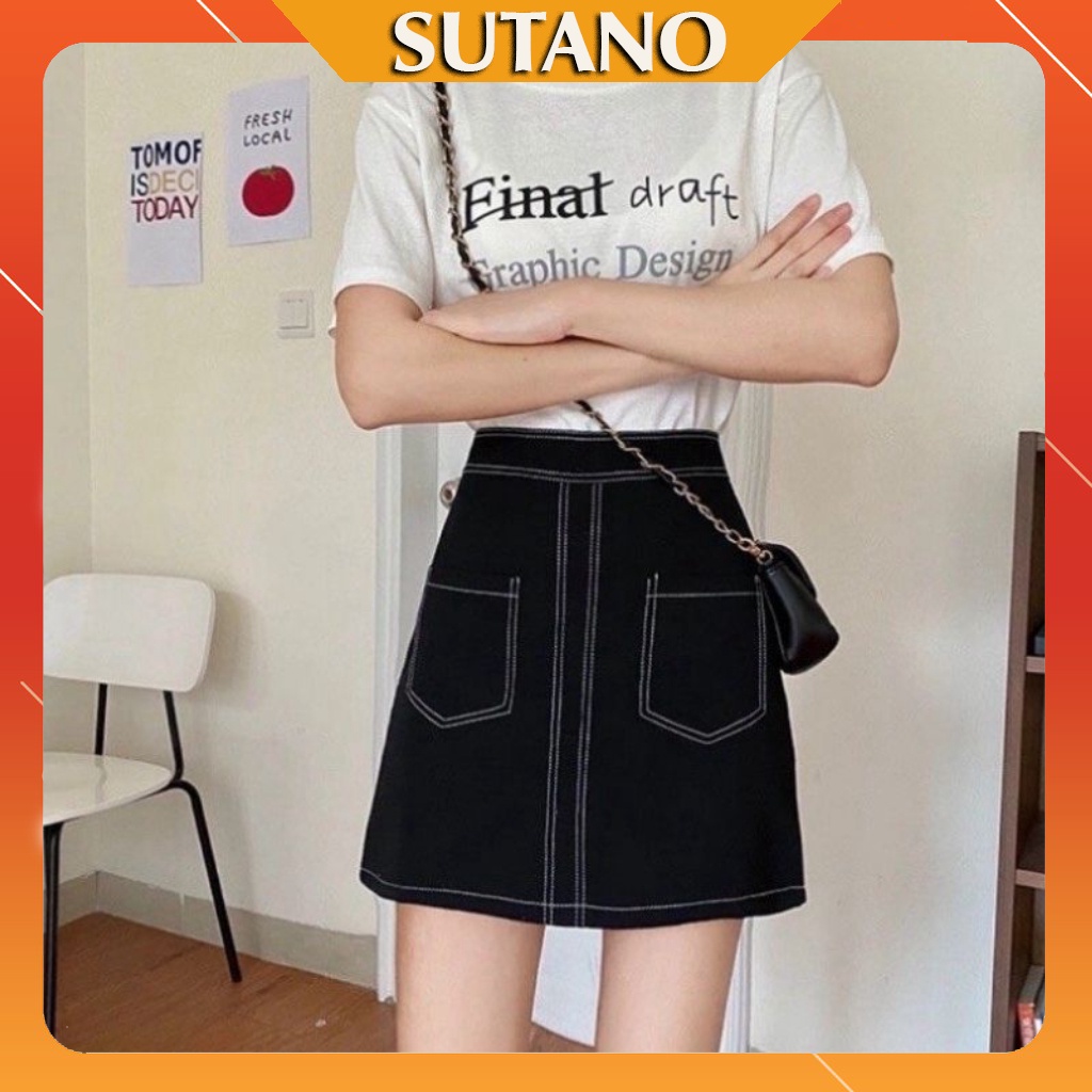 [XẢ SỐC] Chân váy chữ a chân váy ngắn nữ trần chỉ nổi giả túi thời trang CV451 SUTANO