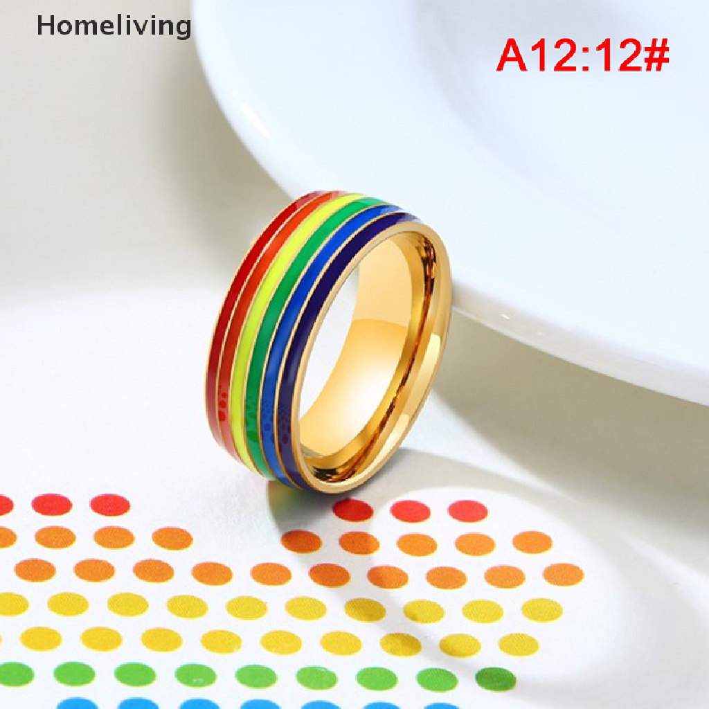 Nhẫn Cầu Vồng LGBT Bằng Thép Không Gỉ